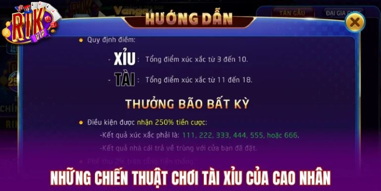Những chiến thuật chơi tài xỉu của cao nhân